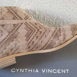 Cynthia Vincent Goldie Etched Suede Bootie